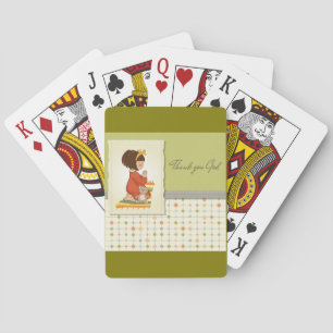 Jeu De Cartes Douce Fille Priant Merci Dieu