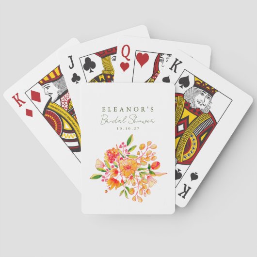 Jeu De Cartes Douce Mariage Fleurs Aquarelle Rose Orange (dos)