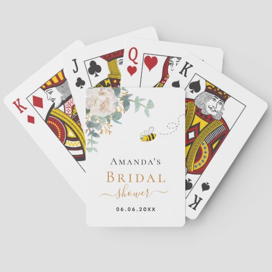 Jeu De Cartes Douceur de mariage floral eucalyptus verdure abeil (dos)