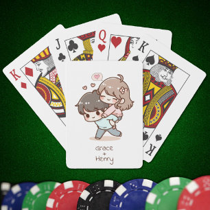 Jeu De Cartes Doux Personnalisé Chibi Style Jouer Couple
