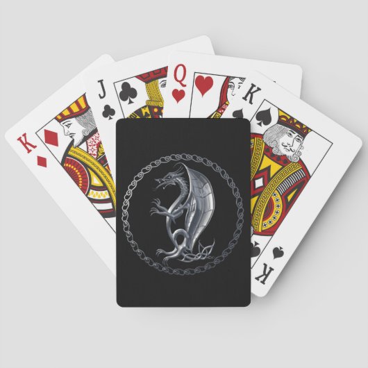 Jeu De Cartes Dragon celtique argenté (dos)