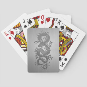 Jeu De Cartes Dragon chinois, effet acier inoxydable