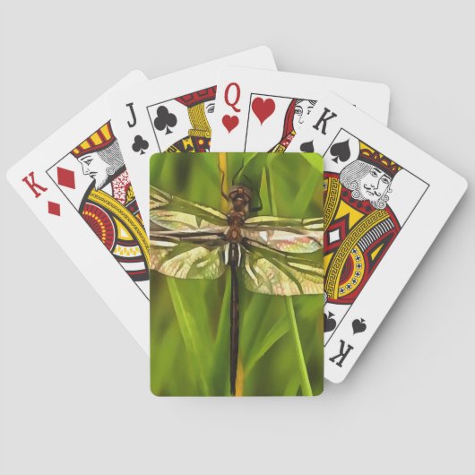 Jeu De Cartes Dragonfly Artistique En Brown Et Jaune Sur Vert (dos)