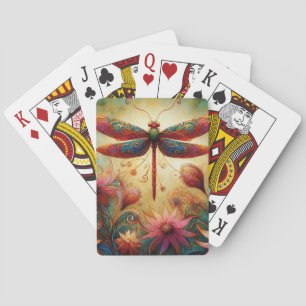 Jeu De Cartes Dragonfly lunaire Floral Art Abstrait Turquoise ro