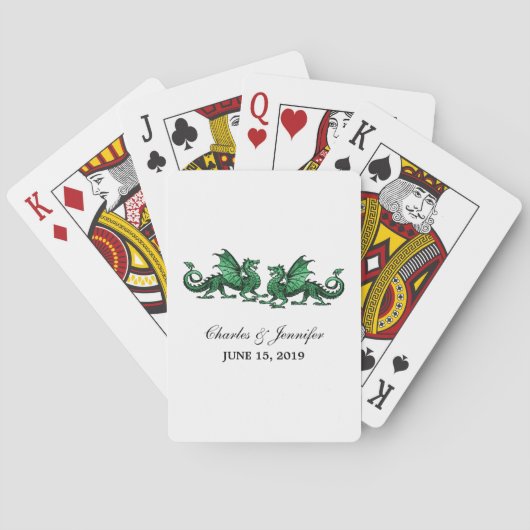 Jeu De Cartes Dragons Élégants Vert Jouant Des Cartes (dos)