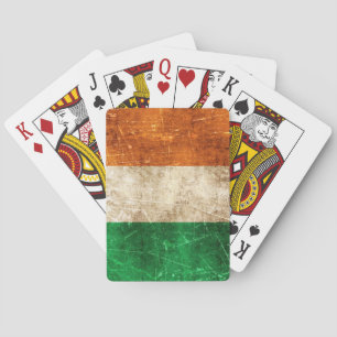 Jeu De Cartes Drapeau âgé et rayé de cru de l'Irlande