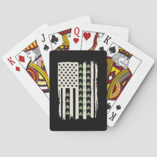 Jeu De Cartes Drapeau américain avec trèfles pour la Saint-Patri