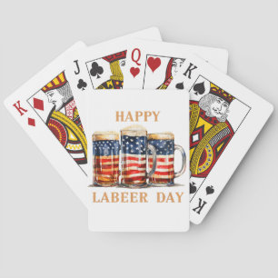 Jeu De Cartes Drapeau Américain Bière Joyeux Fête du Travail Da