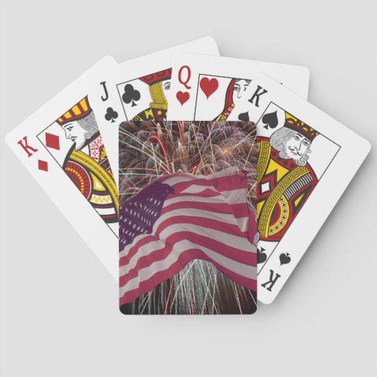Jeu De Cartes Drapeau américain et feux d'artifice (dos)