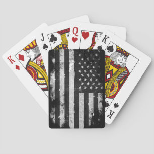Jeu De Cartes Drapeau américain grunge noir et blanc