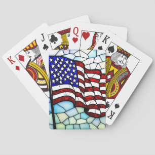 Jeu De Cartes Drapeau américain Mosaïque en verre Patriote 