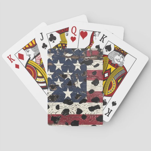 Jeu De Cartes Drapeau américain rustique imprimé léopard (2) (dos)