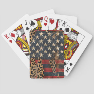 Jeu De Cartes Drapeau américain rustique imprimé léopard (3)