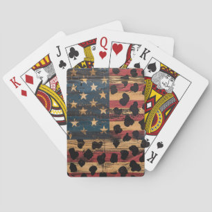 Jeu De Cartes Drapeau américain rustique imprimé léopard (4)