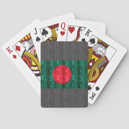 Jeu De Cartes Drapeau bangladais en bois (dos)
