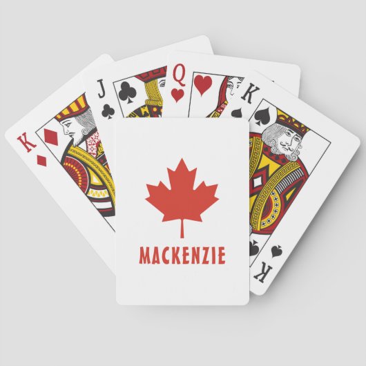 Jeu De Cartes Drapeau canadien Feuille d'érable rouge Canada Nom (dos)