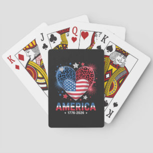 Jeu De Cartes Drapeau cœur léopard 1776 2026 4 juillet