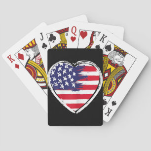 Jeu De Cartes Drapeau Coeur US 4 juillet Étoiles patriotiques am