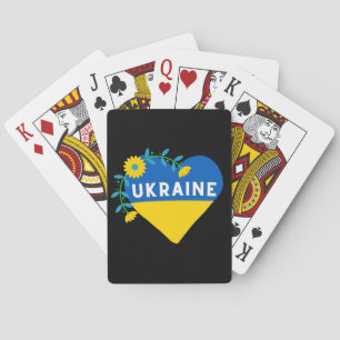 Jeu De Cartes Drapeau coloré Ukraine Fleur Coeur