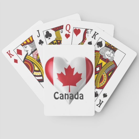 Jeu De Cartes Drapeau du Canada Cœur (dos)