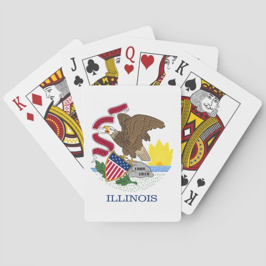 Jeu De Cartes Drapeau et phoque de l'Illinois (dos)