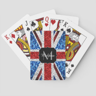 Jeu De Cartes Drapeau rouge bleu blanc brillant parties scintill
