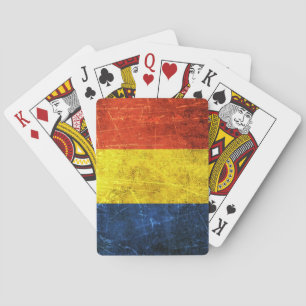 Jeu De Cartes Drapeau roumain Vintage rayé et usé