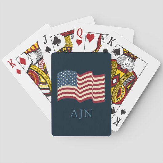 Jeu De Cartes Drapeau Rustique Américain Monogrammé Jouer Cartes (dos)