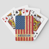 Jeu De Cartes Drapeau Rustique Américain Personnalisé Bois Patri (dos)