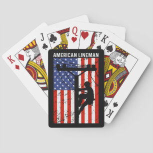 Jeu De Cartes Drapeau rustique classique américain Lineman USA
