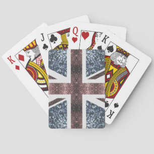 Jeu De Cartes Drapeau rustique UK rouge bleu étincelants parties