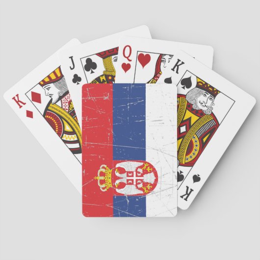 Jeu De Cartes Drapeau serbe éraillé et rayé (dos)
