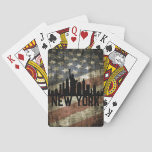 Jeu De Cartes Drapeau Vintage américain Patriotique New York Sky