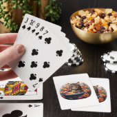 Jeu De Cartes Drôle Chat & Canard Dans Un Panier Avec Fleurs (In Situ)