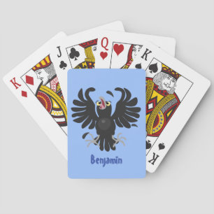 Jeu De Cartes Drôle fou corbeau dessin animé de corbeau de corne