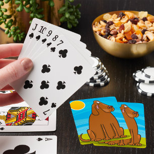 Jeu De Cartes Drôle gros chien Brown assis au soleil