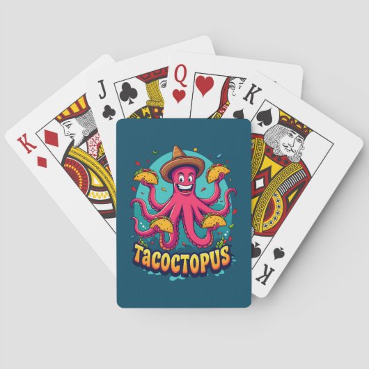 Jeu De Cartes Drôle Taco Octopus Cartoon Alimentation Pun (dos)