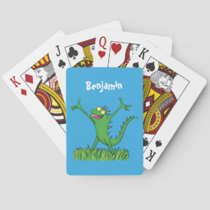 Jeu De Cartes Drôle vert souriant animé lézard d'iguane
