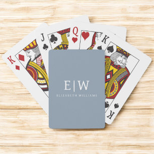 Jeu De Cartes Dusty Blue minimaliste moderne Monogramme élégant