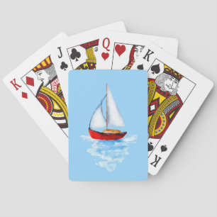 Jeu De Cartes Eaux côtières bleu voilier été