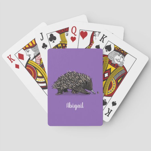 Jeu De Cartes Echidna mignonne avec dessin animé d'abeille (dos)