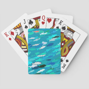 Jeu De Cartes École de Poissons, Turquoise, Bleu et Aqua