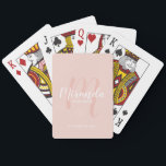 Jeu De Cartes Écrivain Personnalisé De Script Moderne<br><div class="desc">Cadeaux Bridesmaid Personnalisés Ce design présente le nom de la femme d'honneur personnalisée en blanc style de police de script moderne et monogramme en rose vif style de police de script moderne comme arrière - plan avec titre et date de mariage en blanc moderne sans serif style de police sur...</div>