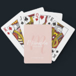 Jeu De Cartes Écrivain Personnalisé De Script Moderne<br><div class="desc">Cadeaux Bridesmaid Personnalisés Ce design présente le nom de la femme d'honneur personnalisée en blanc style de police de script moderne et monogramme en rose vif style de police de script moderne comme arrière - plan avec titre et date de mariage en blanc moderne sans serif style de police sur...</div>
