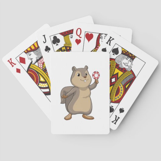 Jeu De Cartes Écureuil au Poker avec des jetons de Poker (dos)