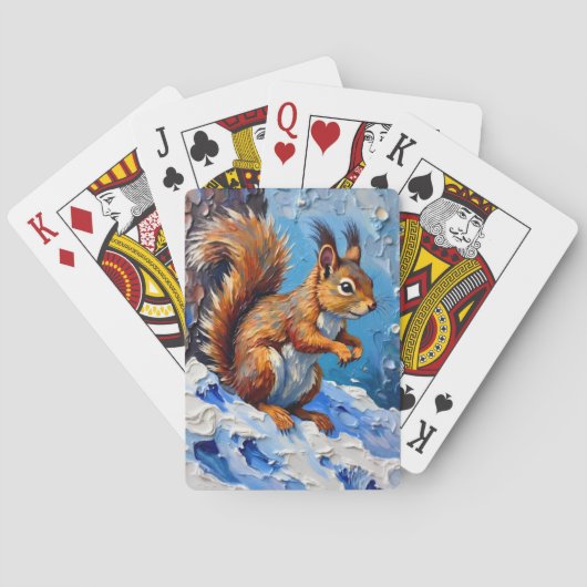 Jeu De Cartes Écureuil brun dans la neige (dos)