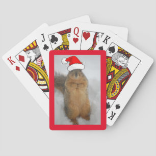 Jeu De Cartes Écureuil de Noël avec le chapeau de Noël