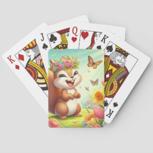 Jeu De Cartes Écureuil du printemps mignon et heureux