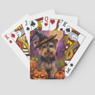 Jeu De Cartes Éffrayant Biewer Terrier Halloween Witch Et Citrou
