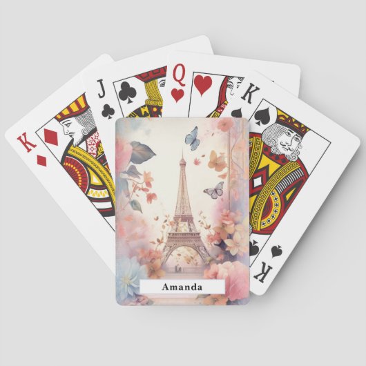 Jeu De Cartes Eiffel Tower Butterflies and Flowers (dos)
